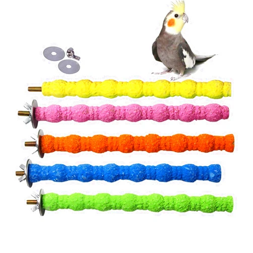kathson 5 Pack Bird Perch Parrot Stand Cage Accessories Natural Wooden Stick Paw Grinding Rough-surfaced Chew Toy for Cockatiels, Cockatoo, Lorikeet, Conure, Parakeet (Random Color, 7.1 inch)