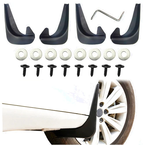 HAOBO 4PCS Car Mud Flaps, Black Mud Flaps Splash Guards, Front Rear Mud Flaps Splash Guards, No Drilling Mudguards Fenders Car Exterior Accessories Universal for Most Cars, Sedan Vehicle