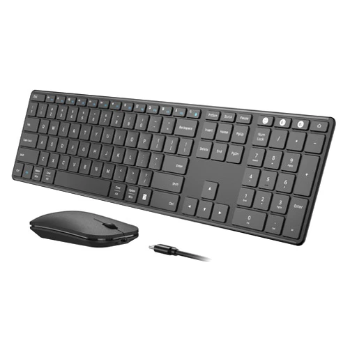 seenda Wireless Bluetooth Keyboard and Mouse Combo, SKM64-3 Rechargeable Slim Quiet Keyboard Mouse, 3 Multi-Device Connection, Compatible for Windows, Mac, MacBook, iPad, Tablet, Black