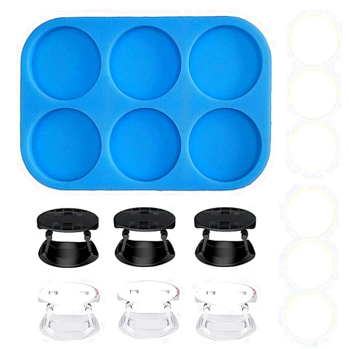 Dstertech 1 Set Cellphone Epoxy Resin Mold, for Phone Holder Making, with 6Pcs 360 Degrees Rotating Fold-able Cellphone Stand Holders & 6pcs Matched Double-Sided Adhesive Tape, DIY Resin Art Crafts