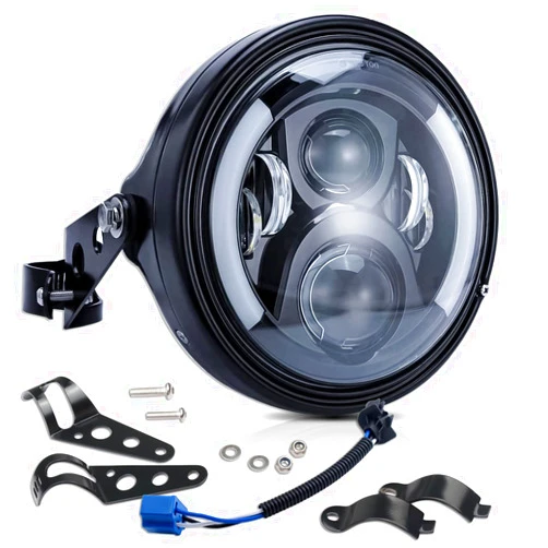 BAOLICY 7Inch Round LED Motorcycle Headlight DOT Approved with Housing Bucket Mount Bracket DRL Hi/Lo Beam for Har-ley Kawasaki Suzuki Yamaha Honda