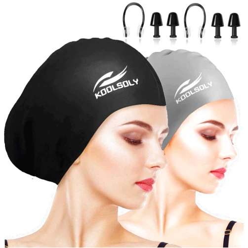 KOOLSOLY Extra Large Swimming Cap for Long Hair by KOOLSOLY,Large Silicone Swim Cap for Women Girls Men and Adult Special Design for Very Long Thick Curly Hair&Dreadlocks Weaves Braids Afros