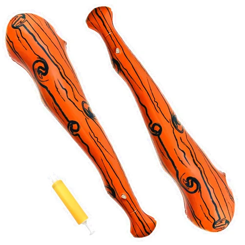 Darovly 2Pcs 35 inches Inflatable Baseball Bat Brown Stripe Bat with 1Pc Pump for Birthday Party Supplies Carnival Decorations Cosplay or Children Gifts