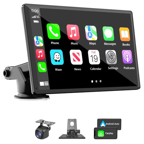 Yongeid Portable Wireless Carplay Car Stereo, 7