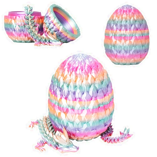 AIFEIRIC 3D Printed Dragon Egg, Beautiful Flexible Joints Executive Desk Toys, Gifts for Adults and Kids (Rainbow)