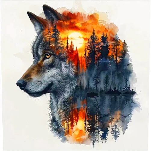 SHICERNHJ Wolf 5D Diamond Painting Kits for Adults,Animal Forest Wolf Diamond Art Kits for Beginners,DIY Full Drill Paint by Diamonds with Painting Kit for Crafts Adults Home Wall Decor 12 X 12inch
