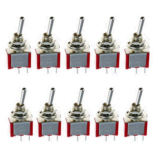 ESUPPORT On/Off Mini Miniature Toggle Switch Car Dash Dashboard SPST 2Pin Pack of 10