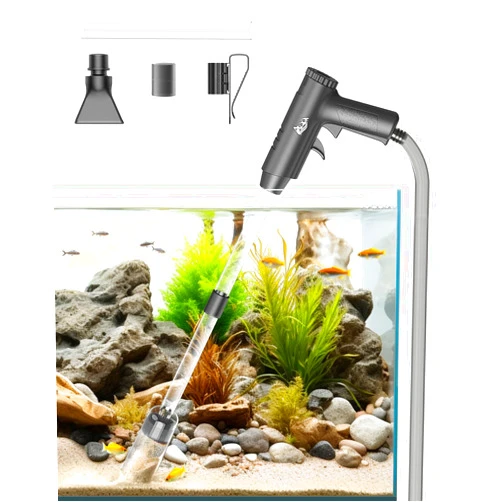 AQQA Aquarium Gravel Cleaner, 4-in-1 Upgrade Suction Power Manual Fish Tank Gravel Vacuum Cleaner Tools for Aquarium Water Changer with Water Flow Adjustment Use for Fish Tank Cleaning Gravel Sand
