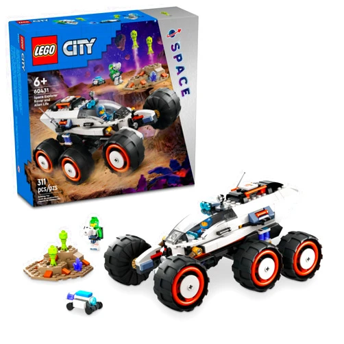 LEGO City Space Explorer Rover and Alien Life Toy, Space Gift for Boys and Girls Ages 6 and Up with 2 Minifigures, Robot and Extraterrestrial Figures, Pretend Play STEM Toy, 60431