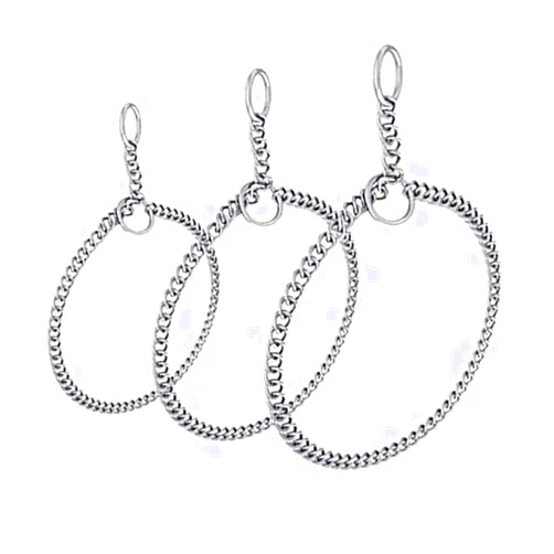 QKAIFRYSUG 3 Pcs Stainless Steel Heavy Chain Dog Training Choke Collar for Growing Dogs