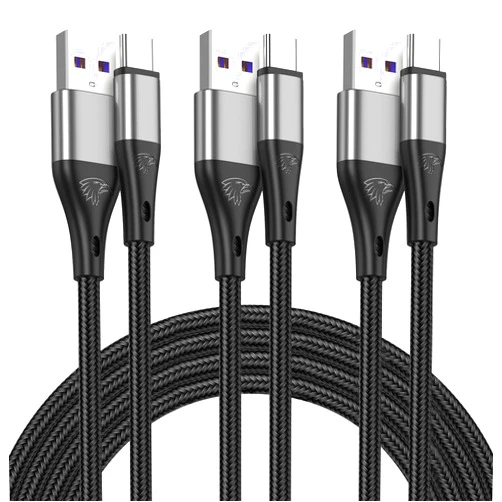 HALIHALL USB to USB C Cable,3Pack 6ft Premium Nylon Braided Fast Charging,3A Rapid Charger Cord,Type C to A Cable Compatible with Samsung Galaxy S22 S21 S20 S10 S9 S8 Plus,Note 20 10 9 8,LG V50 V40