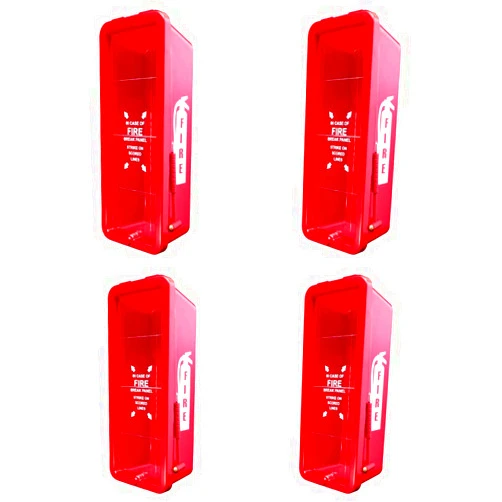 NationalFireSafetyEquipment LLC (4 Pack) 10 Lb RED Outdoor Heavy Duty Type ABC Dry Chemical Fire Extinguisher Cabinet
