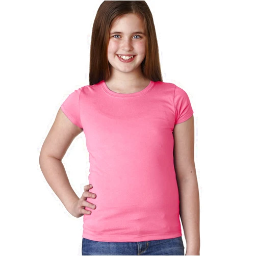 Next Level Big Girls Princess Rib Knit Softness T-Shirt, Hot Pink, Large