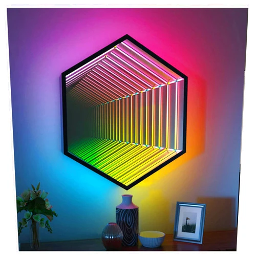 NAPQUINA Tunnel Lamp Infinity Mirror Light, 3D Tunnel Mirror Light with Multi Color Changing Light, Remote Control Infinity Mirror Light, Wedding Festival Party Decoration,50cm/20inch