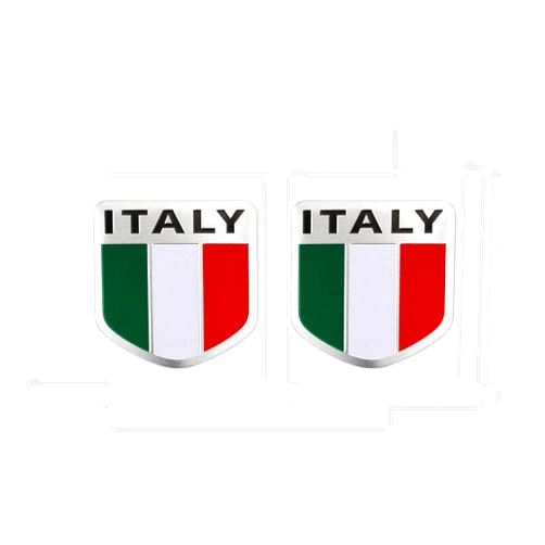 TOPOND 2 Pack of 3D Aluminium Italia Italy Italian Flag Car Door Fender Badge Hood Head Tailgate Rear Emblem for Fiat Porsche Ferrari Abarth Accessories