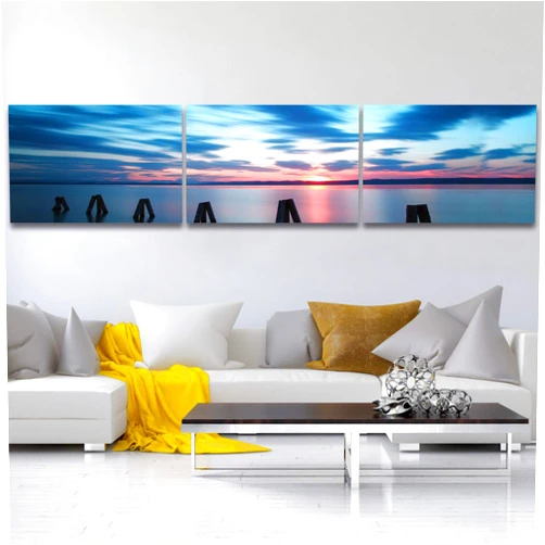 H5print 3 Panel Canvas Wall Art Ocean Sunset Prints Decoration for Home Office - 24