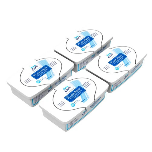 Dynarex DynaCare Flushable Wipes, Wet Bathroom Hygiene Wipes for Adults, Alcohol Free, Safe for Sewers and Septic Systems, 9” x 13” wipes, 4 Tubs of 60-Count Wipes, Dynarex Flushable Wipes