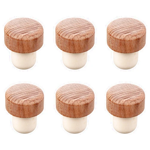 DOITOOL Wine Bottle Stopper 6 Pcs- Natural Soft Wooden Wine Stoppers for Wine Bottles- T Shaped Wine Corks Replacement Corks for Wine Beer Bottle, Glass Bottles, DIY Craft wine saver wine bottle stopper
