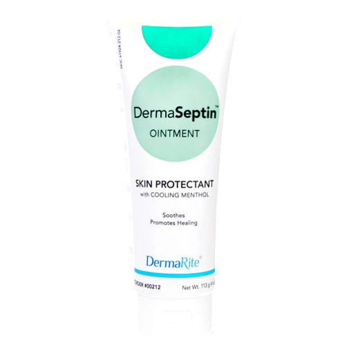 DermaRite's DermaSeptin Ointment, Skin Protectant - with Cooling Menthol, Soothes and Promotes Healing, Fragrance-Free - 4 oz. Tube, 24 Count