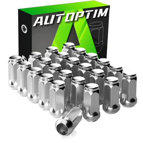 AUTOPTIM M14x1.5 Lug Nuts - Replacement for 1999-2023 Chevy Silverado 1500, 2015-2019 Colorado, 1999-2019 GMC Sierra Aftermarket Wheel 24pcs Chrome Closed End Bulge Acorn Skinny Lug Nuts