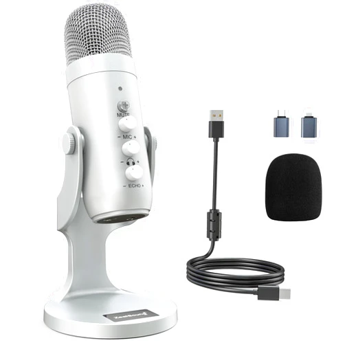ZealSound USB Microphone,Condenser Computer PC Mic,Plug&Play Gaming Microphones for PS 4&5.Headphone Output&Volume Control,Mic Gain Control,Mute Button Vocal,YouTube Podcast on Mac&Windows(Silver)
