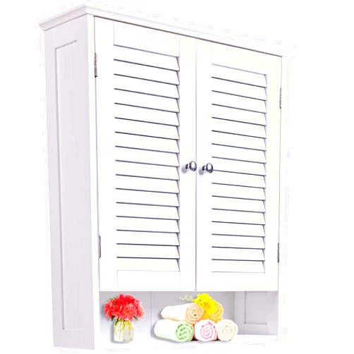 Koyasiry Bathroom Wall Cabinet Wall Mounted Medicine Cabinet Storage Organizer,2 Doors 3 Tier Adjustable Shelf Over The Toilet Space Saver Storage Cabinet for Bathroom Laundry Room Kitchen White