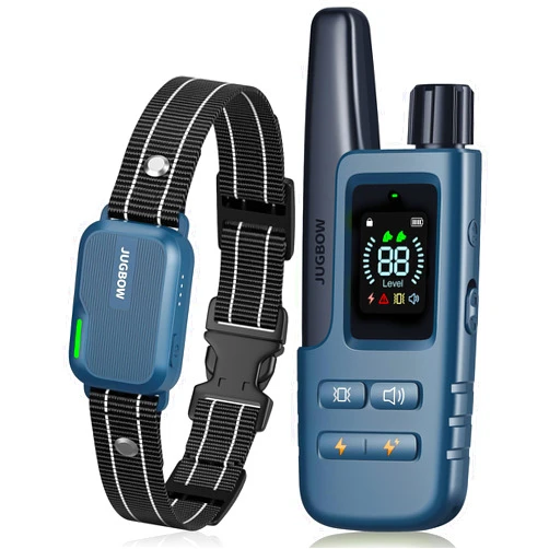 Jugbow Dog Shock Collar - 3300FT Dog Training Collar with Remote IPX7 Waterproof Electric Collar with 4 Training Modes, Security Lock, Rechargeable e-Collar for All Breeds, Sizes Cyan Blue