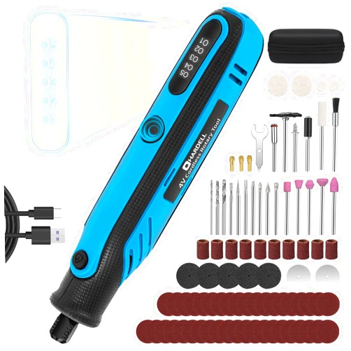 HARDELL Mini Cordless Rotary Tool, 4V Rotary Tool con 5 Speed Display with Type-C Charging, Power Rotary Tool with 86 Accessories for Sanding, Grinding, Engraving, Polishing, Drilling, Cutting, DIY