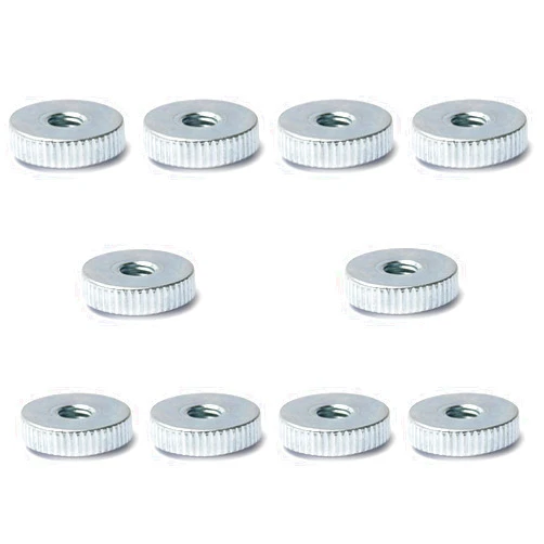 MroMax 10Pcs Round Knurled Thumb Nuts M5x0.8mm Conector Lock Adjusting Nuts Through Hole Nut Tightening Nut Female Threaded Thin Type Zinc Plated for 3D Printer Beds, Machine Tools