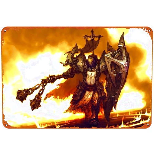 KIVYYB Crusader Diablo Iii: Reaper Of Souls Diablo Video Game Retro Metal Tin Signs game Poster Vintage Decor Decor for the Home Lake Life Decor for Lakeside Holiday Yard Outdoor Wall Decoration, Lake Life Gifts - 12x 8 Inch