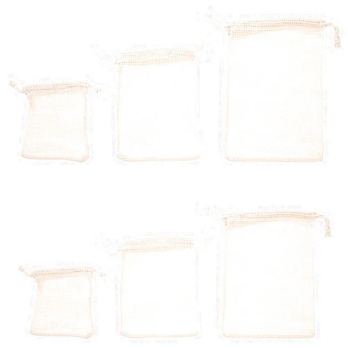 LOGOFUN 6pcs Cotton Drawstring Bags Fruit Drawstring Bags Cotton Vegetable Storage Bags for Home Kitchen Supplies - 15 * 18cm/10 * 11cm/12 * 14cm