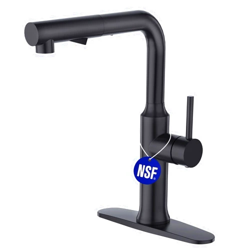 CREA Matte Black Kitchen Faucet with Pull Down Sprayer,Right Angle Bar Sink Faucet 1 Hole Single Handle Stainless Steel Farmhouse RV Laundry Room Uitility Sink Faucet 3 Hole Deckplate