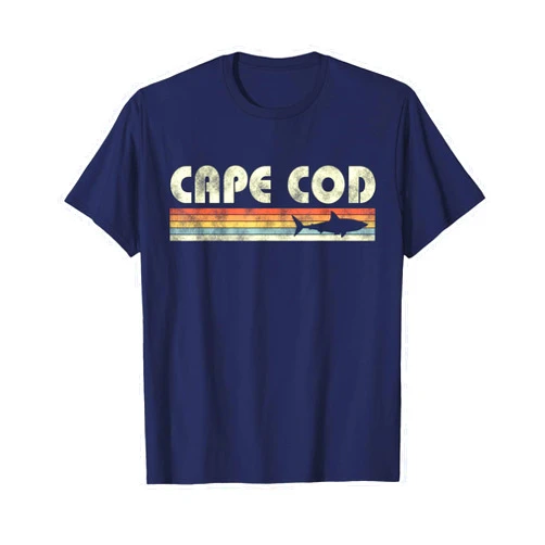 Vintage Cape Cod Massachusetts Beach Souvenirs Vintage Cape Cod Shark Retro Throwback Boys Girls Souvenir T-Shirt