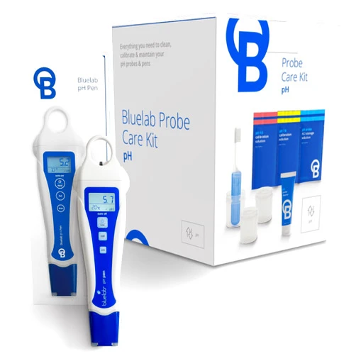 Bluelab pH Pen Meter and Probe Care Kit pH with Calibration Supplies, Storage Solution & Brush, Reliable Digital Tester for pH, Temperature in Growing Solutions, Optimal Plant Health and Yield