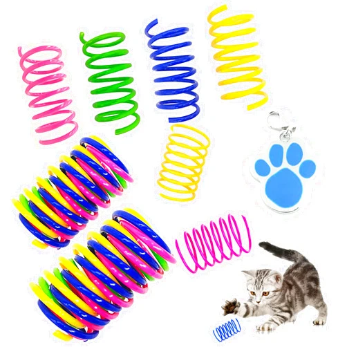 EMMiuss Cat Spiral Spring Toy(12Pcs), Cats Kittens Toys Colorful Cat Toy Springs for Cats Biting, Hunting Interactive Cats Funny Toys for Indoor Cats and Kitten