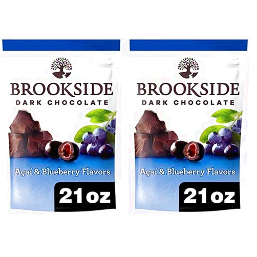 BROOKSIDE Dark Chocolate, Acai and Blueberry Flavored Snacking Chocolate Bag, 21 oz (Pack of 2)