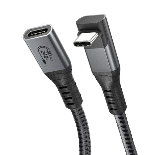 XAOSUN USB C Extension Cable (1.64ft 240W 40Gbps) 90 Degree Thunderbolt Extension Cable with 8K Display, PD3.1 Charging USB Type-C Extender for Thunderbolt 4,MacBook,ipad,eGpu,Dock,Hub,Monitor
