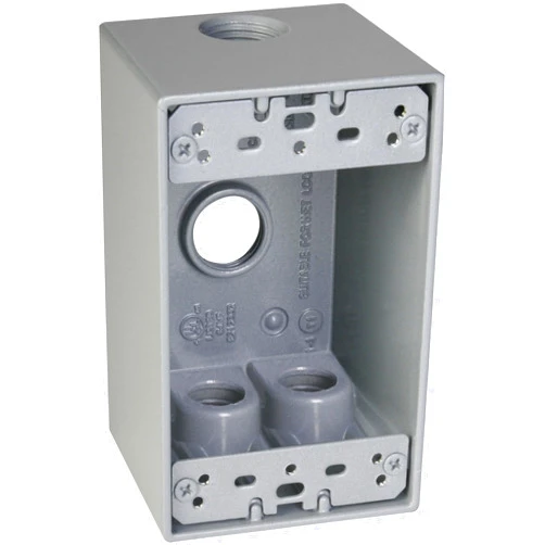 TayMac SD475S Weatherproof Box, 1-Gang, (4) 3/4-Inch Outlets, Deep, Gray