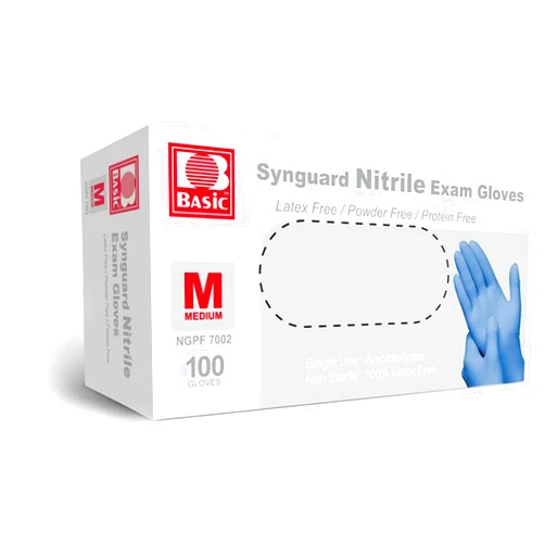 Basic Medical Nitrile Exam Gloves - Latex-Free & Powder-Free & Non-Sterile, Disposable Gloves (pack of 100, Blue)
