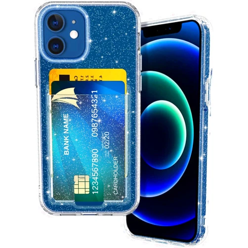 Petocase iPhone 12/12 Pro Clear Bling Glitter Wallet Case, Ultra Slim Flexible TPU Soft Skin Shockproof Protective Phone Cover with Card Holder Slot, 6.1inch, Glitter Clear