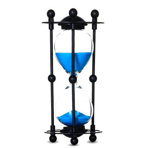 QIRLOEU Hourglass, 15 Minute Sand Timer, Vintage Metal Hour Glass for Home Office Desk Decor, Unique Sand Clock Gifts (Blue)