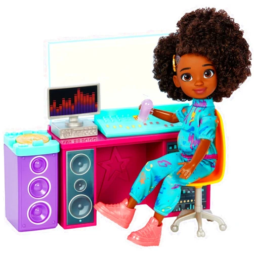Karma’s World Mattel Karma’s World Making Rhymes Recording Studio 13-Piece Playset with Karma Doll (8.7-inch), Mixing Booth, Guitar, Collectible Record & More