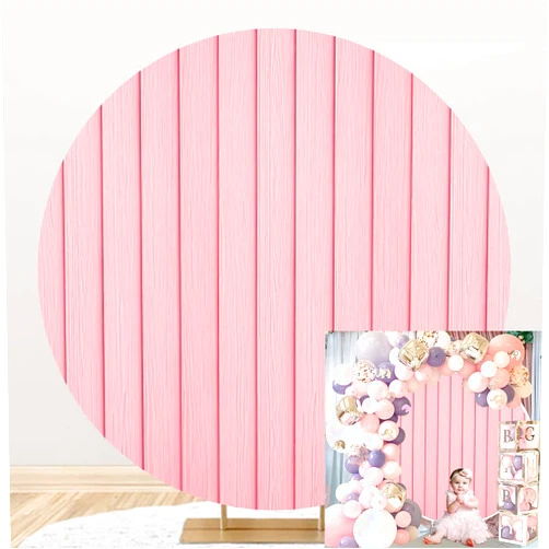 OERJU 6x6ft Pink Wood Round Backdrop Rustic Retro Wood Planks Photography Background Wooden Circle Backdrop Cover for Bridal Shower Birthday Party Decoration Girls Women Photo Booth Props