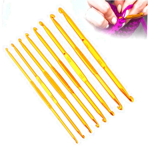 Pssopp Crochet Hooks, 8pcs Crochet Double Hook Double Extremite Golden Alumina Hook Double Toe Hook Double Sided Set of Knitting Needles Weave Craft