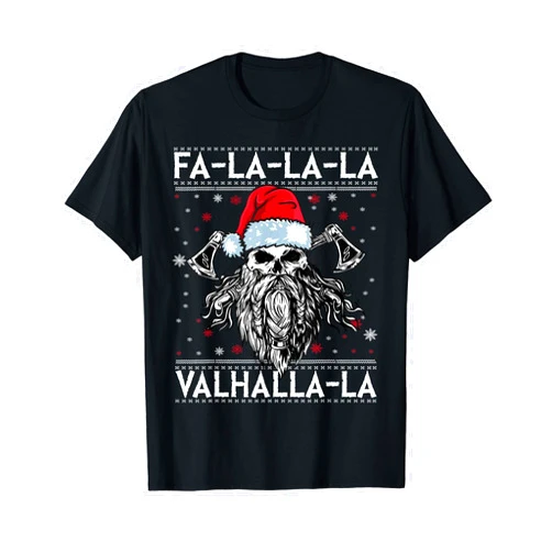 Va-Thor Viking Vathor Father's Day Funny Fa-La-La Valhalla-La Christmas Outfit Viking Norsemen T-Shirt