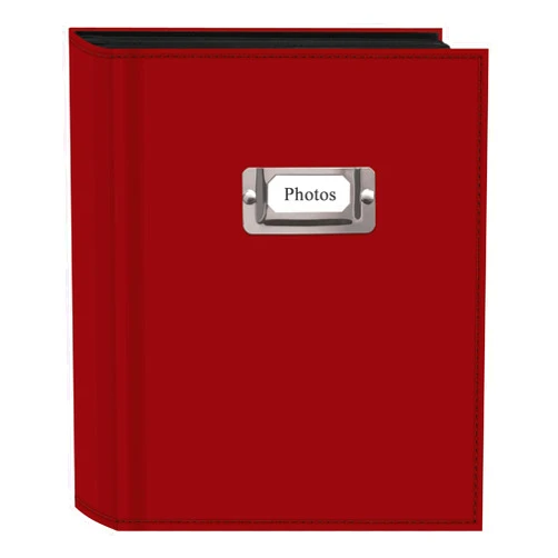 Pioneer Photo Albums Pioneer Photo 208-Pocket Bright Red Sewn Leatherette Photo Album with Silvertone Metal I.D. Plate for 4 by 6-Inch Prints