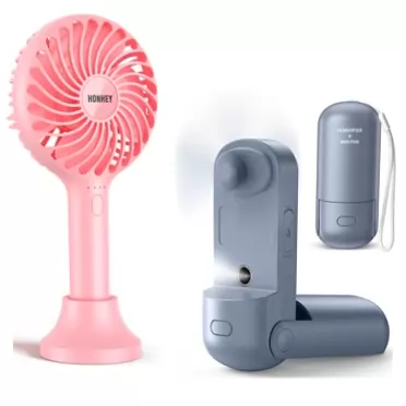 HonHey Portable Fan Battery Operated Fan, Handheld Fan with Base & Foldable Misting Handheld Fan, Mini Desk Fan with Adjustable Speeds, Powerful Personal Cooling Fan for Travelling Office Bedroom