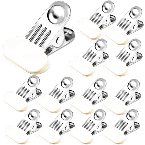 KEYBOO 12 Pack Chip Bag Clips for Food Storage, Upgrade Wide 1.5 Inches Chip Clips Bag Clips Food Clips Bread, Stainless Steel Chip Clips - Air Tight Seal, Heavy Duty for Kitchen and Office