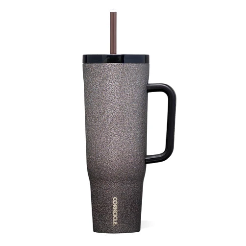 Corkcicle Cruiser - Insulated Tumbler with Handle - Keeps Drinks Cold 20 Hours - Spill-Proof Dual Lid - Triple-Insulated - Summer Drinkware Gift - Keeps Drinks Ice Cold - 40 oz - Steel Shadow