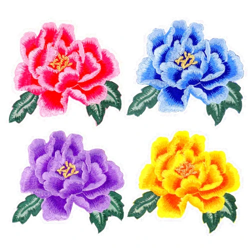 Styquenzer 4 Pieces Rose Flower Embroidered Patches Large Floral Iron on Fabric Jeans Patches 4 Colors Sew on Flower Embroidery Clothing Patches Appliques for Hats Jeans Clothes Bags Shoes DIY Crafts Making